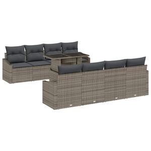 vidaXL Tuin Sofa Set 9 st Grijs poly rattan