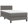 vidaXL Boxspring met matras en LED kunstleer grijs 90x200 cm