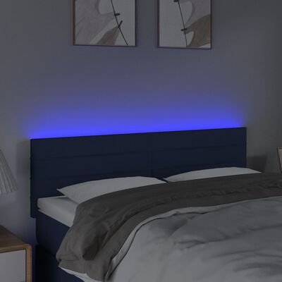 vidaXL Hoofdbord LED 144x5x78/88 cm stof blauw