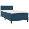vidaXL Boxspring met matras fluweel donkerblauw 90x190 cm