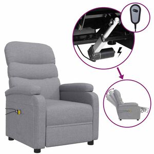 vidaXL Massagestoel elektrisch stof lichtgrijs