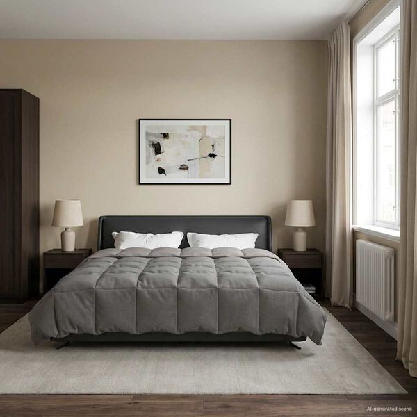 vidaXL Zomer Dekbed Gekwilt Lichtgrijs 200 x 220 cm Microfiber