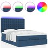 vidaXL Ottoman bed met matras en LED's 140x190cm stof blauw