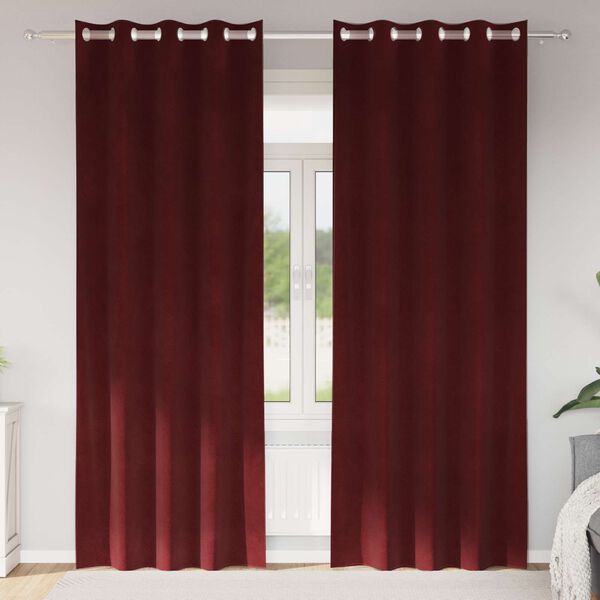 vidaXL Verduisterende gordijnen 2 pcs Wijnrood 140 x 225 cm Fluweel