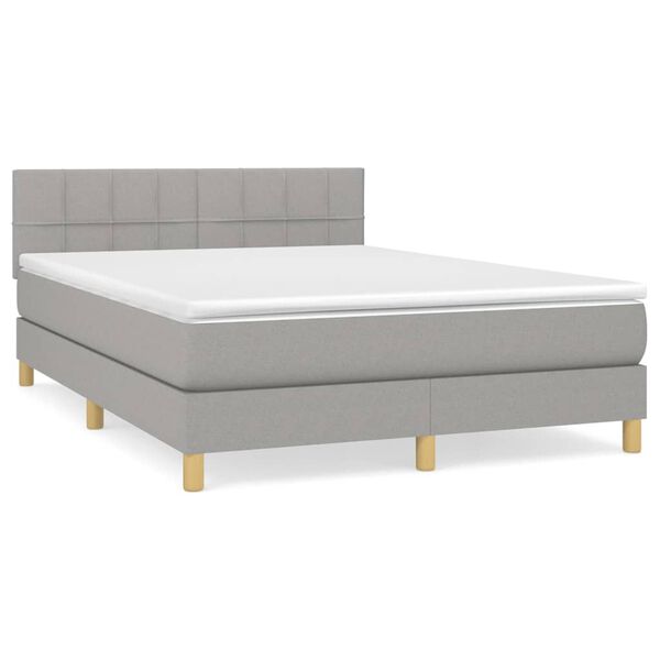 vidaXL Boxspring met matras stof lichtgrijs 140x200 cm