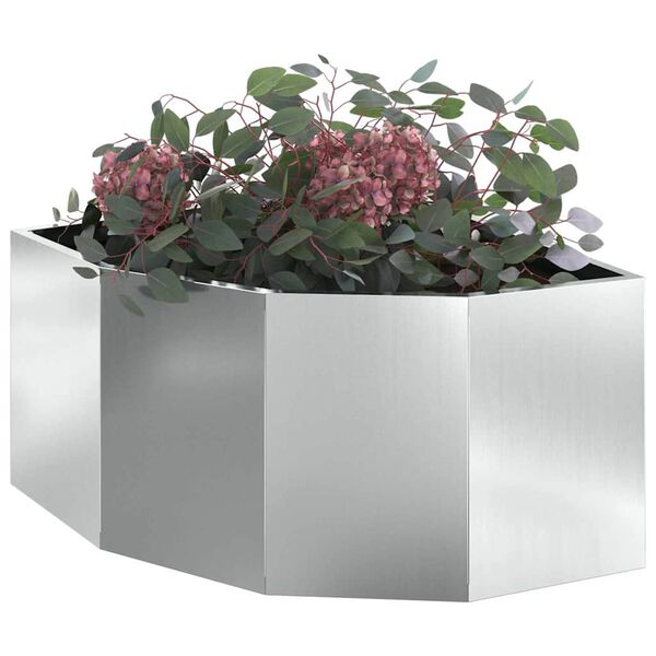 vidaXL Hoek Plantbak Zilver 60 x 60 x 35 cm Gegalvaniseerd staal