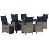 vidaXL Tafel en stoelen set met kussen 7 pcs Grijs PE Rattan