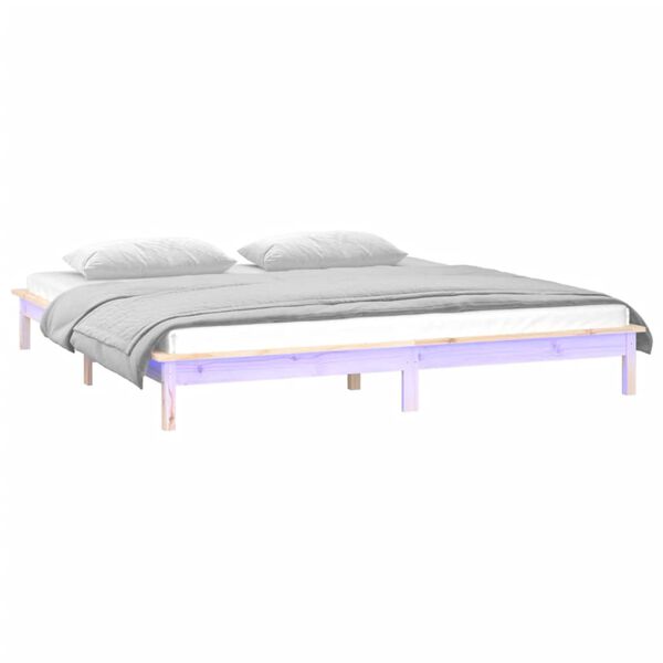 vidaXL Bedframe LED massief hout 140x200 cm