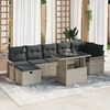 vidaXL Tuin Sofa Set met kussen met opslag 8 pcs Lichtgrijs Poly riet