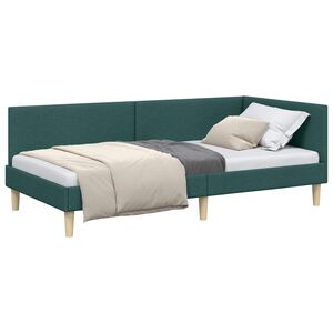 vidaXL Hoekbedframe Donkergroen 90 cm x 190 cm Stof en multiplex