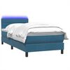 vidaXL Boxspring met matras en LED fluweel donkerblauw 90x220 cm