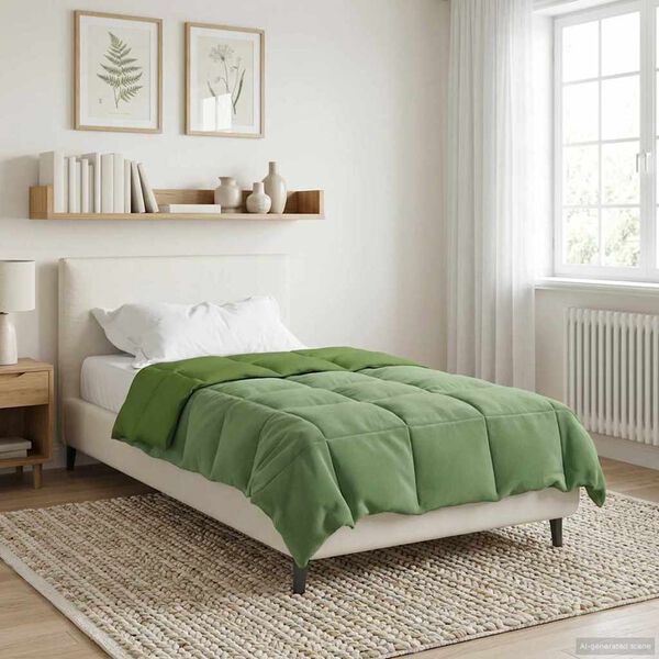 vidaXL Winter Dekbed Gekwilt Groen 140 x 200 cm Microfiber