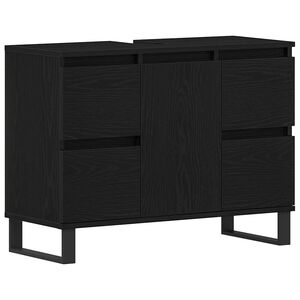 vidaXL Badkamer Kast Zwart Eiken 80 x 33 x 60 cm Bewerkt hout
