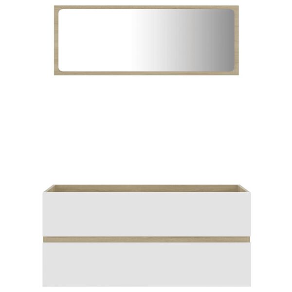 vidaXL 2-delige Badkamermeubelset spaanplaat wit en sonoma eikenkleur