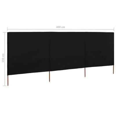 vidaXL Windscherm 3-panelen 400x120 cm stof zwart