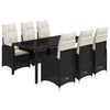 vidaXL 7-delige Bistroset met kussens poly rattan zwart