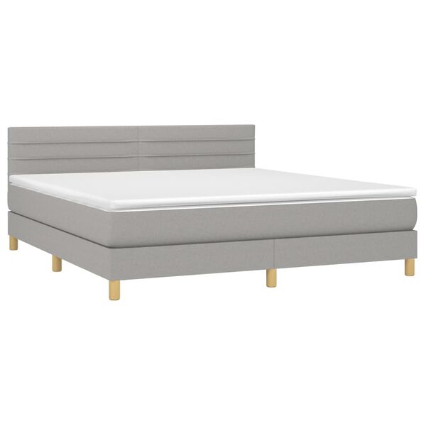vidaXL Boxspring met matras stof lichtgrijs 160x200 cm