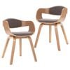 vidaXL Eetkamerstoelen 2 st gebogen hout en stof taupe