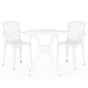 vidaXL 3-delige Bistroset gietaluminium wit