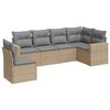 vidaXL 6-delige Loungeset met kussens poly rattan beige