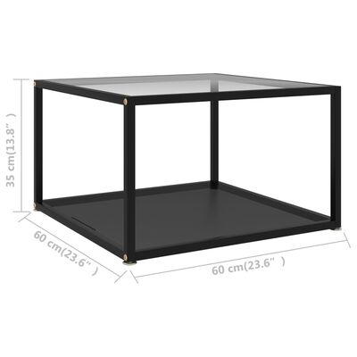 vidaXL Salontafel 60x60x35 cm gehard glas transparant en zwart