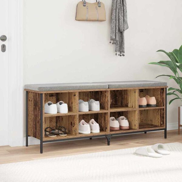 vidaXL Schoenenkast Oud Hout 131 x 35 x 50 cm Gemonteerd hout en ijzer