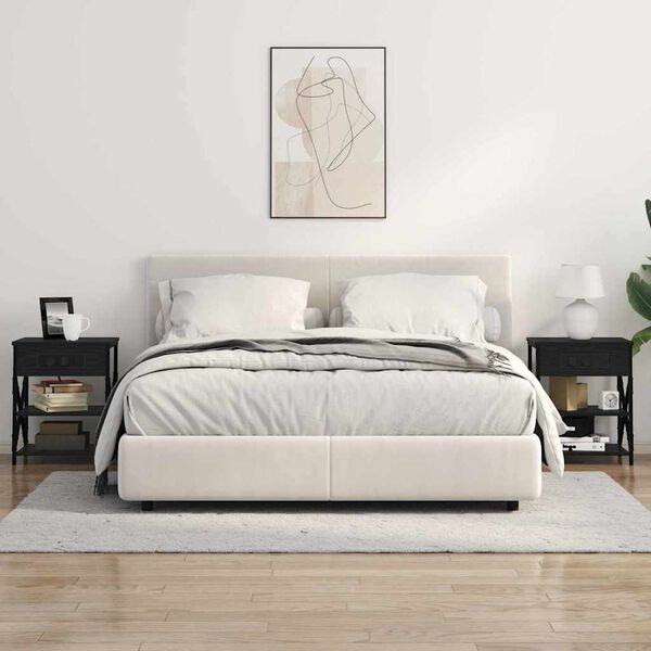 vidaXL Nachtkastje met plank Zwart Eiken 41 x 31 x 51 cm Bewerkt hout