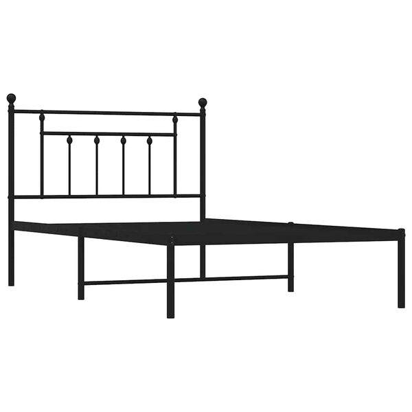 vidaXL Bedframe met hoofdbord metaal zwart 100x200 cm