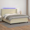 vidaXL Boxspring met matras en LED kunstleer cr&egrave;mekleurig 180x200 cm