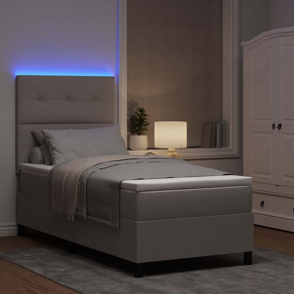 vidaXL Boxspring bed met matras met LED Taupe 80 x 200 cm Stof
