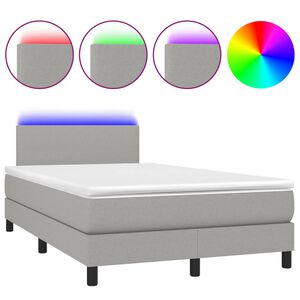 vidaXL Boxspring met matras en LED stof lichtgrijs 120x190 cm