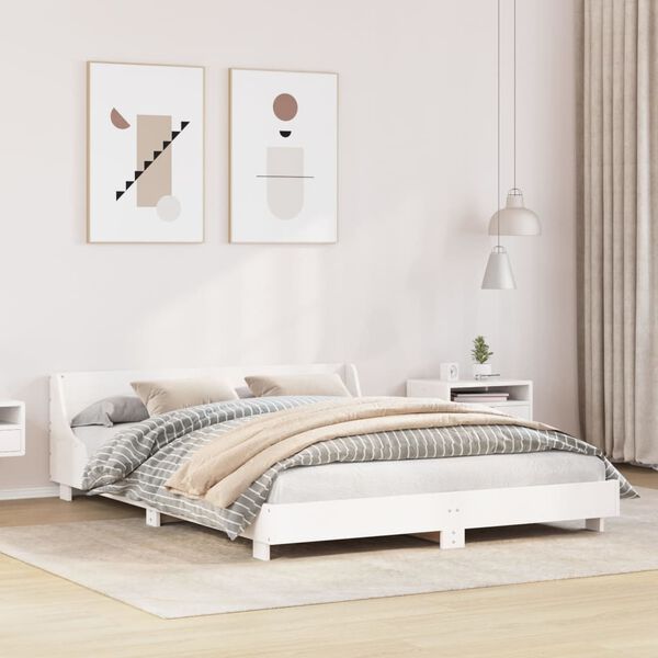 vidaXL Bedframe zonder matras massief grenenhout wit 140x200 cm