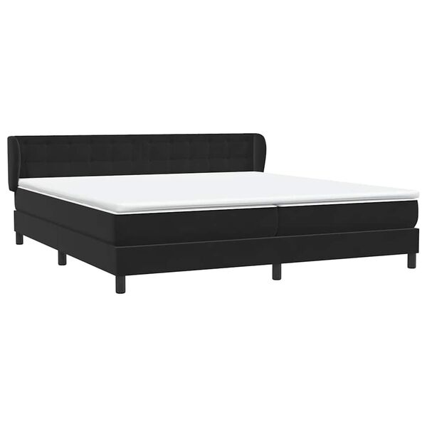vidaXL Boxspring met matrassen fluweel zwart 180x210 cm