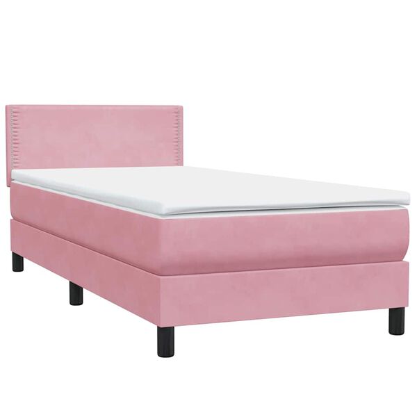 vidaXL Boxspring met matras fluweel roze 80x210 cm
