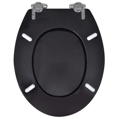 vidaXL Toiletbril met soft-closedeksel 2 st MDF zwart