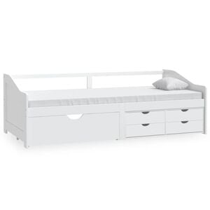 vidaXL Bedbank 3-zits met lades massief grenenhout wit 90x200 cm