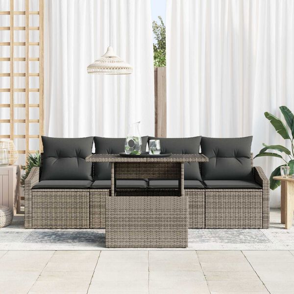 vidaXL Tuin Sofa Set met kussen 5 pcs Grijs poly rattan