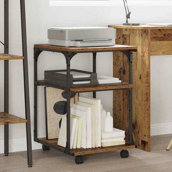 vidaXL Printerstand Oud Hout 43 x 48 x 64 cm Bewerkt hout