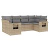vidaXL 6-delige Loungeset met kussens poly rattan beige