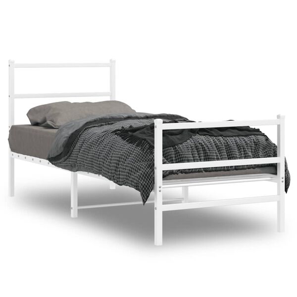 vidaXL Bedframe met hoofd- en voeteneinde metaal wit 80x200 cm