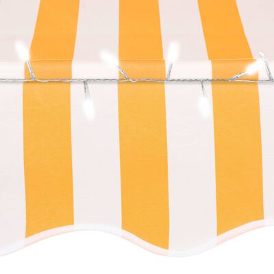 vidaXL Luifel handmatig uitschuifbaar met LED 150 cm wit en oranje