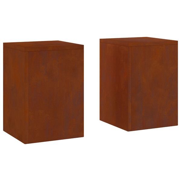 vidaXL Plantenstandaard 2 pcs Roestig 24 x 24 x 35 cm Cortenstaal