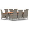 vidaXL 9-delige Tuinset met kussens poly rattan grijs
