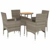 vidaXL 5-delige Loungeset met kussens poly rattan en acaciahout grijs