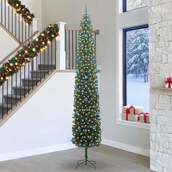 vidaXL Kunstkerstboom Groen 300 cm PVC en Staal en Kunststof