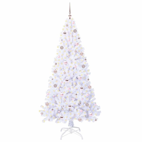 vidaXL Kunstkerstboom met 300 LED Wit 210 cm PVC en staal