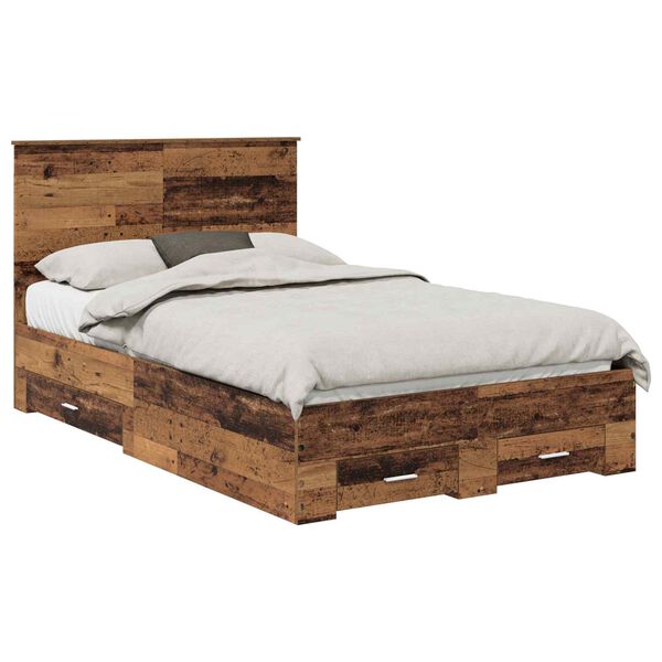 vidaXL Bedframe met hoofdeinde Oudhout 120 x 200 cm Bewerkt hout