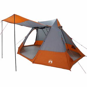 vidaXL Camping Tent met dak Grijs en Oranje 482 x 360 x 227 cm taft