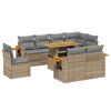 vidaXL 9-delige Loungeset met kussens poly rattan beige