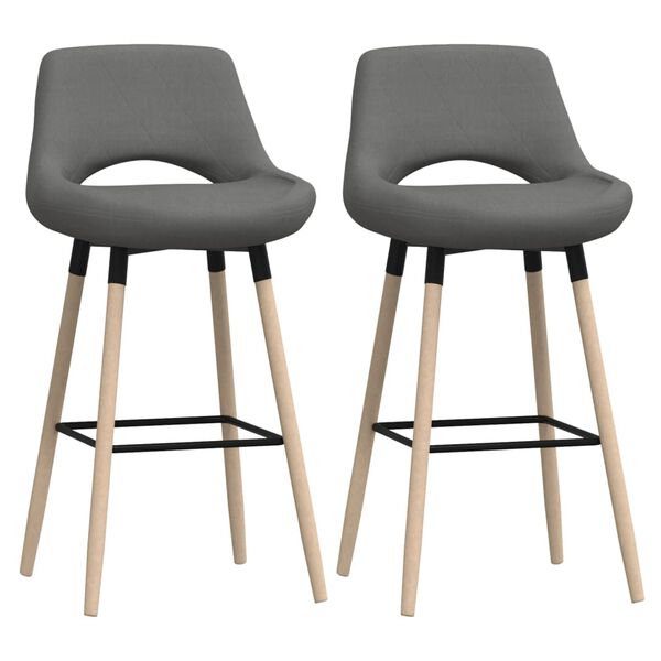 vidaXL Barkrukken 2 st stof lichtgrijs